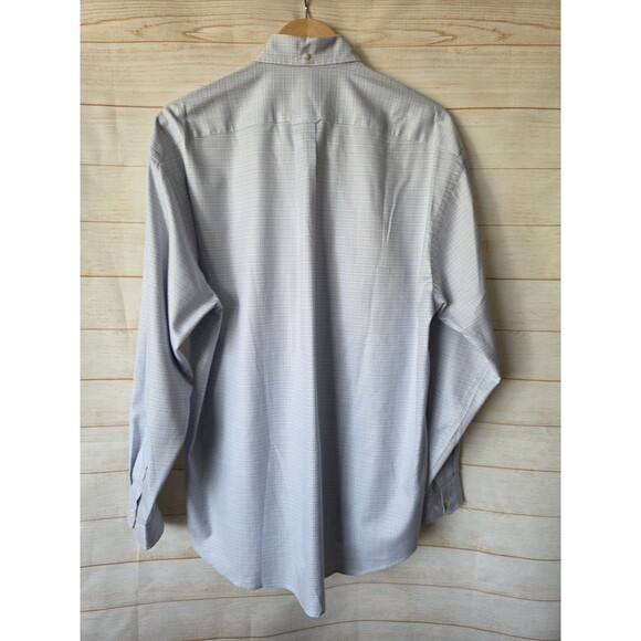 Faconnable Button Down Shirt Mens Large Blue Checkered Long Sleeve Cotton France - Picture 6 of 11